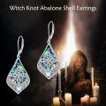 wholesale 925 Sterling Silver Abalone Triangular Celtic Knot Moonstone Drop Earrings for Women - Witchy Jewellery Gift Idea-0-2