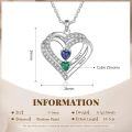 wholesale TOUPOP Customized Heart Necklace Sterling Silver Personalized 1-4 Names Birthstones Pendant Jewelry For Her Women Birthday Christmas Gifts -0-3