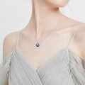 wholesale 925 Sterling Silver Blue Heart Pendant Necklace With Caduceus Wings N P Letters-0-4