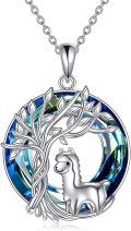 wholesale Sterling Silver Crystal Abalone Shell Animal Pendant Tree of Life Necklace-0-0