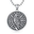 wholesale 925 Sterling Silver Raven Bird Round Medallion Pendant Necklace with Chain for Women and Men Gifts-0-0
