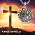 wholesale 925 Sterling Silver Jerusalem Cross Round Rope Design Pendant Necklace  for Men & Women Gift Jewelry-0-4