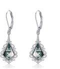 wholesale 925 Sterling Silver Green Moss Agate Filigree Teardrop Leverback Earrings Gift for Her-0-0