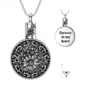 TOUPOP Sterling Silver Sunflower Urn Necklace with Stone For Ashes Cremation Memorial Jewelry-0-1