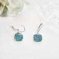 wholesale 925 Sterling Silver Drop Earrings Square Cut Blue Flash Labradorite Platinum Plated-0-7