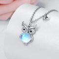 wholesale 925 Sterling Silver Blue Moonstone Owl Pendant Necklace for Women Girls  48cm Chain Length-0-1