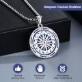 wholesale 925 Sterling Silver Blue Enamel Compass Pendant Necklace  - Nautical Jewelry for Women and Men-0-5