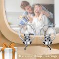 wholesale 925 Sterling Silver Raccoon Cat Charm Hoop Earrings  for Women Girls-0-5