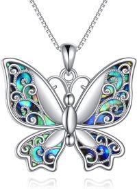 wholesale 925 Sterling Silver Abalone Shell Butterfly Pendant Necklace with Celtic Knot Design for Women Girls Gifts Jewelry 45cm Chain Length-Filigree-02
