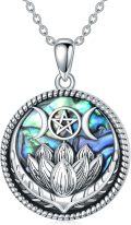 wholesale 925 Sterling Silver Pendant with Triple Moon and Pentagram Design - Witchcraft Wiccan  for Her Him-0-0