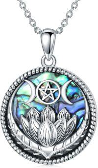 wholesale 925 Sterling Silver Pendant with Triple Moon and Pentagram Design - Witchcraft Wiccan  for Her Him-Lotus Triple Moon