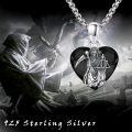wholesale 925 Sterling Silver & Healing Crystal Santa Muerte Necklace - Grim Reaper Pendant 18mm, S925 Stamped, -0-1
