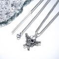 wholesale 925 Sterling Silver Skull Crossed Swords Pendant Necklace Oxidized Silver Pirate Gothic Jewelry-0-1