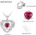 wholesale 925 Sterling Silver Red Crystal Heart Pendant Necklace for Women Romantic Gift-0-3