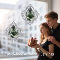 wholesale 925 Sterling Silver Moss Agate Cubic Zirconia Vintage Stud Earrings For Women-0-3