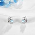 wholesale 925 Sterling Silver Moonstone Cat Stud Earrings - Valentines Day Gifts for Her-0-4