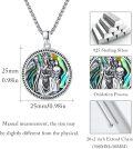 wholesale 925 Sterling Silver Round Medal Pendant Necklaces for Women Men Gothic Skulls and Skeletons Design Abalone Shell  45cm Chain Length-0-5
