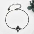 wholesale 925 Sterling Silver Black Celtic Cross Witch's Knot Bracelet for Women and Girls Gift-0-3