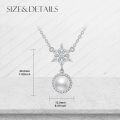 wholesale 925 Sterling Silver Round Freshwater Cultured Pearl & Cubic Zirconia Snowflake Necklace for Women-0-3