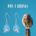 wholesale 925 Sterling Silver Blue Opal Teardrop Owl Dangle Earrings for Women Girls  4cm Long-0-3