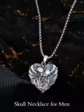 TOUPOP Sterling Silver S925 Skull Skeleton Lover Gothic Necklace-0-3