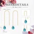 wholesale 14k Gold Turquoise Teardrop Long Chain Threader Drop Earrings-0-4