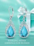 wholesale Filigree Earrings For Women 925 Sterling Silver Teardrop Gemstone Dangle Earrings Fine Jewelry Christmas Gifts For Women -0-2