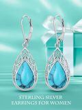 TOUPOP Sterling Silver Gemstone Teardrop Dangle Earrings Fine Jewelry Gifts-0-2