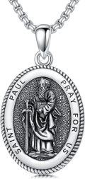 wholesale Sterling Silver Saint Medal Oval Necklace for Men Women Religious Jewelry-0-50