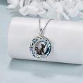 wholesale 925 Sterling Silver Abalone Black Cat Moon Pendant Necklace for Women-0-3