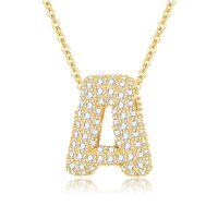 TOUPOP 14K Gold Bubble Letter Initial Pendant Necklace-undefined