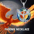 wholesale 925 Sterling Silver Blue Crystal Phoenix Pendant Necklace for Women Girls Gifts-0-5