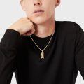 wholesale 925 Sterling Silver Gold Plated Saint Sebastian Black Onyx Pendant Necklace-0-3