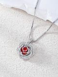 wholesale 925 Sterling Silver 12 Birthstone Rose Pendant Necklace Mother s Day Gift-0-3