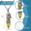 wholesale 925 Sterling Silver Citrine Yellow Stone Saint Michael Angel Protect Us Pendant Necklace Catholic Jewelry-0-4