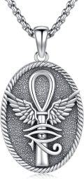 wholesale 925 Sterling Silver Egyptian Ankh Eye Of Horus Pendant Necklace For Men & Women-0-0