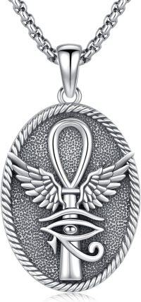 wholesale 925 Sterling Silver Egyptian Ankh Eye Of Horus Pendant Necklace For Men & Women-A-ANKE