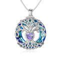 TOUPOP Sterling Silver No Gemstone Tree Of Life Birthstone Necklace-0-0