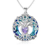 TOUPOP Sterling Silver No Gemstone Tree Of Life Birthstone Necklace-undefined