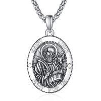 wholesale 925 Sterling Silver Patron Saint Medal Amulet Necklace for Men 2 5mm 22 +2 Chain-A42-Saint Luke