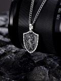 wholesale 925 Sterling Silver St Christopher Shield Pendant Necklaces for Men & Women-0-4