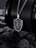 wholesale 925 Sterling Silver St Christopher Shield Pendant Necklaces for Men & Women-0-4