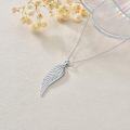wholesale S925 Sterling Silver White Gold 0.05ct Diamond Angel Wing Pendant Necklace for Women-0-3