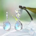 wholesale 925 Sterling Silver Blue Opalite Teardrop Dragonfly Drop Huggie Hoop Earrings-0-5