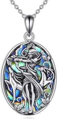 wholesale 925 Sterling Silver Artemis Moon & Hunting Goddess Necklace with Deer & Bear Charm - Hypoallergenic Jewelry for Women & Men-Silver-Artemis Goddess Necklace