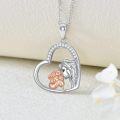 wholesale 925 Sterling Silver Heart-Shaped Lion and Girl Pendant Necklace for Women Girls-0-2