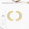 wholesale 14K Gold Moissanite Celestial Moon Stud Earrings, Hypoallergenic Nickel-Free, Gift for Her-0-2