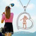 wholesale 925 Sterling Silver Heart-Shaped Golf Player Pendant Necklace s for Women-0-2