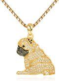 wholesale Gold 925 Sterling Silver Pug Dog Breed CZ Pendant Necklace for Pet Lovers-0-0