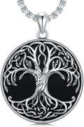 wholesale 925 Sterling Silver & Onyx Tree of Life Pendant with 24  - Unique  for Women and Men-0-0